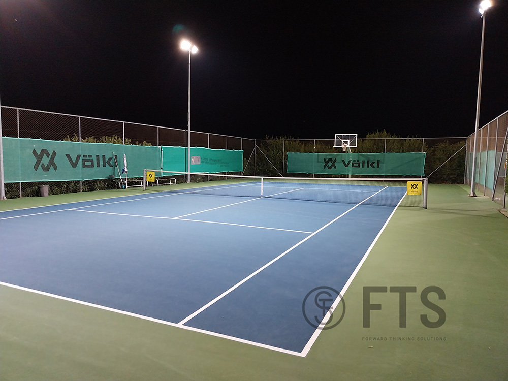 Φωτισμός γηπέδων tennis στην Ερέτρια από την FTS HELLAS. Οκτώβριος 2023